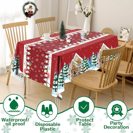 2-Pack Snowman Plastic Tablecloths | Christmas Party Indoor & Outdoor Decor