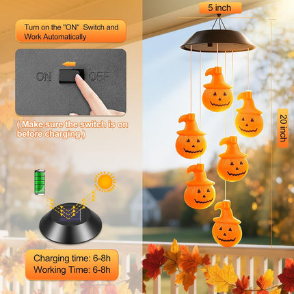 Solar Pumpkin Outdoor Lights, Halloween Fall Garden Yard Patio Porch Hanging Decor