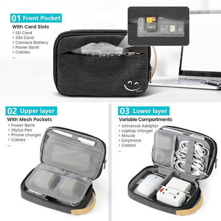 Electronic Organizer Travel Case – Cable, Charger & SD Card Storage Bag