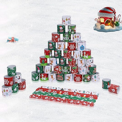 48-Piece Christmas Slap Bracelets Festive Xmas Party Favors & Decorations