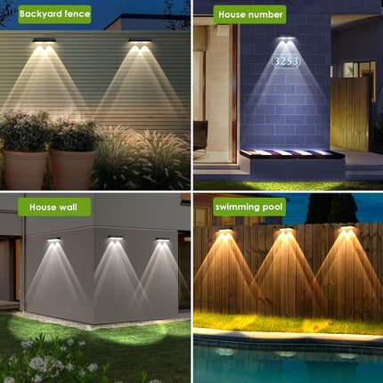 8 Pack Solar Fence Lights Outdoor IP65 Waterproof 3 Colour Modes 2700K 4000K 6000K