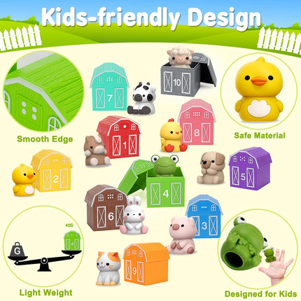 20PCS Farm Animal Learning Toys, Montessori Counting & Sorting for Toddlers