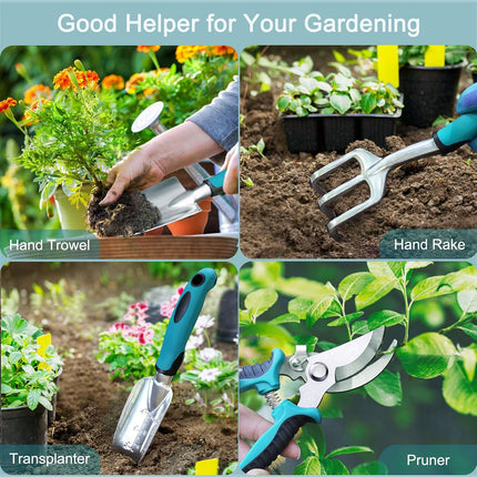 Garden Tool Set, Heavy Duty Aluminum Kit with Storage Bag, Trowel, Shovel & Mat