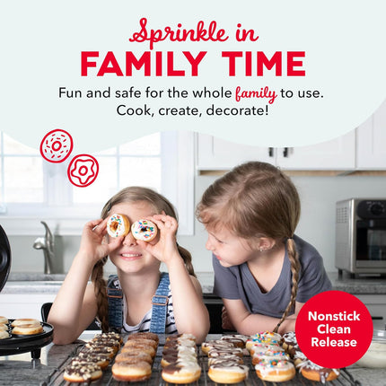 Mini Donut Maker Machine with Non Stick Plates Makes 7 Donuts Fast