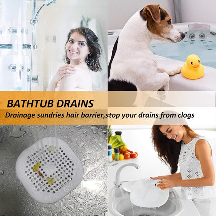 2-Pack Silicone Hair Drain Catcher with Suction Cups, Shower Bathtub Sink, Grey White
