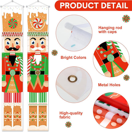 2pcs Christmas Soldier Porch Banners – Lollipop Front Door Holiday Decorations