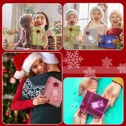 18 Pcs Christmas Gift Card Holder Boxes – Glitter Boxes with Red Wrapping Bow