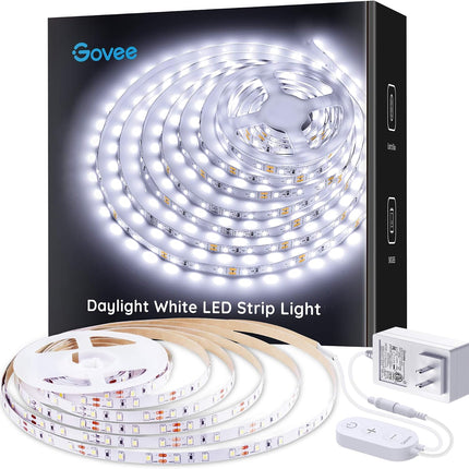 16.4ft Cool White LED Strip Lights 6500K 300 LEDs Dimmable with Control Box