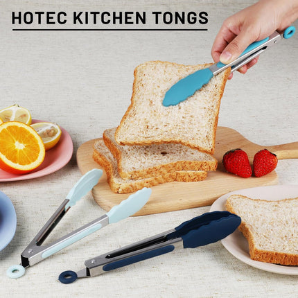 3-Pack 7" Mini Silicone Kitchen Tongs, Small Serving Tongs with Silicone Tips