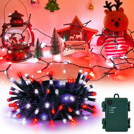 Waterproof Christmas String Lights 50LED | Red & White Outdoor Garland