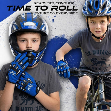 Youth Motocross Gloves for BMX Dirt Bike, Non-Slip Grip, Breathable Lightweight Gear