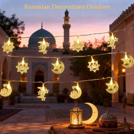 Ramadan String Lights: 9.8ft, 20 LEDs, Moon Star, Remote Control, 8 Modes