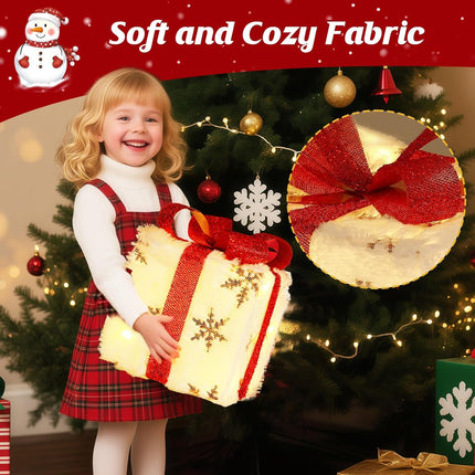 Christmas Decorations 3 Lighted Gift Boxes Battery-Operated Presents LED Lights & Bows Indoor & Outdoor