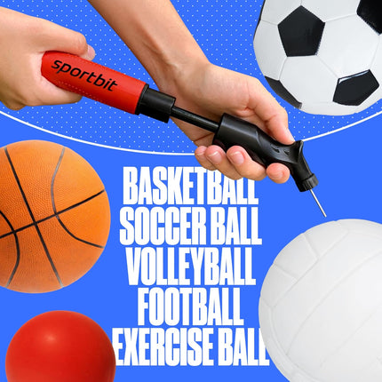 Ball Pump for Sports Balls with Push & Pull Inflation System and 5 Needles