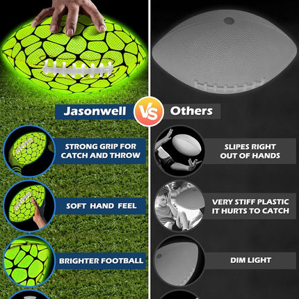 Glow in the Dark Football with Strong Grip Light Up Ball Gift for Kids Teens