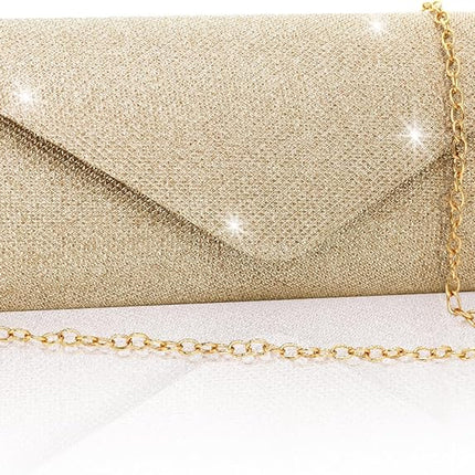 Clutch Purse for Women Evening Envelope Bag Sparkle Elegance Detachable Chain
