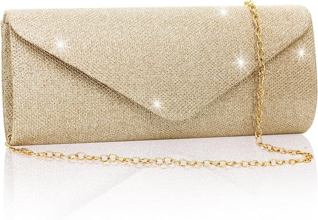Clutch Purse for Women Evening Envelope Bag Sparkle Elegance Detachable Chain