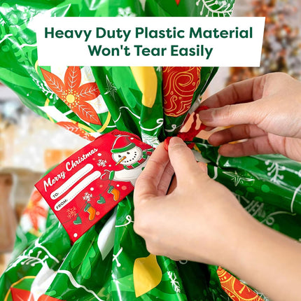 1PC Large Christmas Gift Bag, Heavy Duty Gift Sack with Tag & Tie for Presents