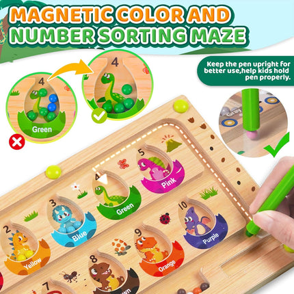 Wooden Montessori Busy Board – Magnetic Color & Number Maze for Toddlers
