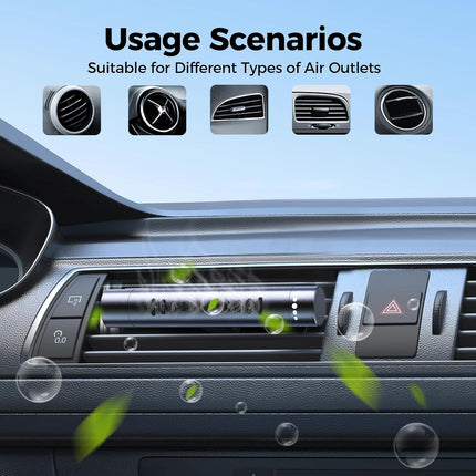 2pcs Car Air Freshener Diffuser – Vent Clips with 12 Refill Sticks, Odorless, Black