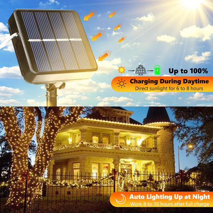 2-Pack 80FT Solar Fairy Lights – 240LED, 8 Lighting Modes for Outdoor Decorations