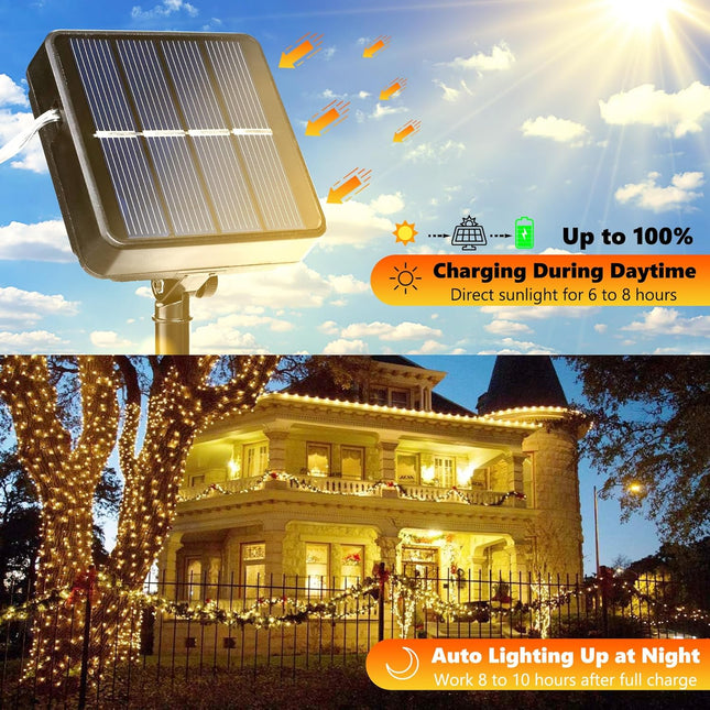 2-Pack 80FT Solar Fairy Lights – 240LED, 8 Lighting Modes for Outdoor Decorations