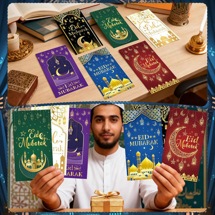 24PCS Eid Mubarak Envelopes – Cash Holders for Ramadan Money Gifts & Party Favors