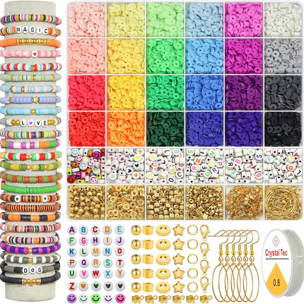 6000+PCS Polymer Clay Beads Kit 24 Colors for Jewelry Making DIY Crafts