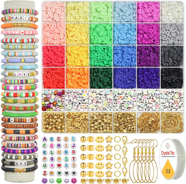 6000+PCS Polymer Clay Beads Kit 24 Colors for Jewelry Making DIY Crafts