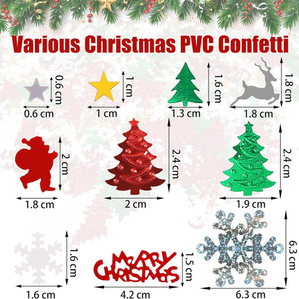 Christmas Embossed Confetti Set, 4800 Pieces, Multicolored PVC, 100g for Festive Parties