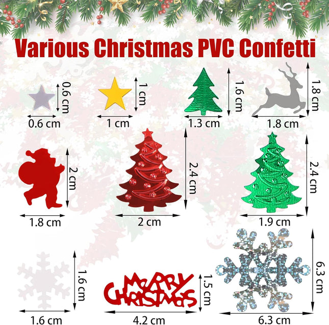 Christmas Embossed Confetti Set, 4800 Pieces, Multicolored PVC, 100g for Festive Parties