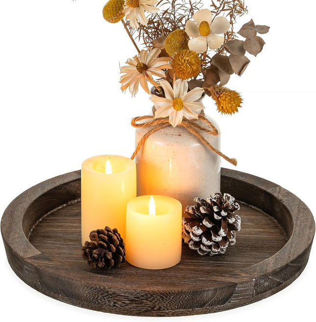 Rustic Wooden Tray – Farmhouse Centerpiece for Coffee Table or Home Decor