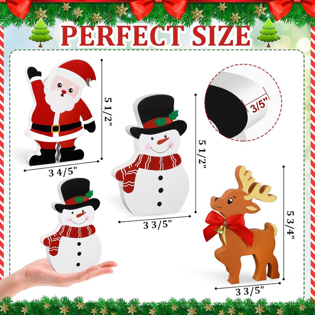 Snowman Christmas Decorations for Indoor, Set of 3 Wooden Winter Tiered Tray Decor