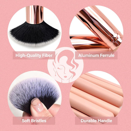 26Pcs Professional Makeup Brush Set, Foundation, Blush, Eyeshadow Brushes & Sponges
