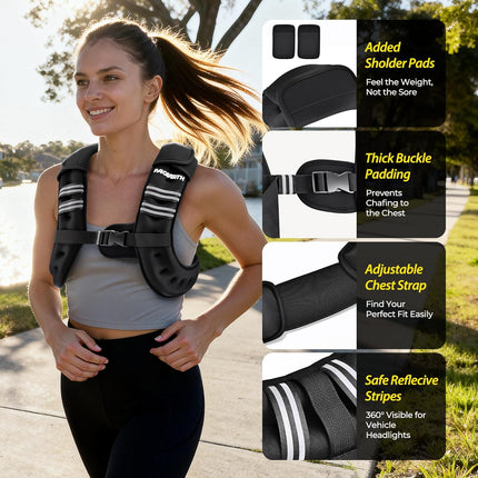 Weighted Vest with Reflective Stripe for Running Walking Strength Training Workout