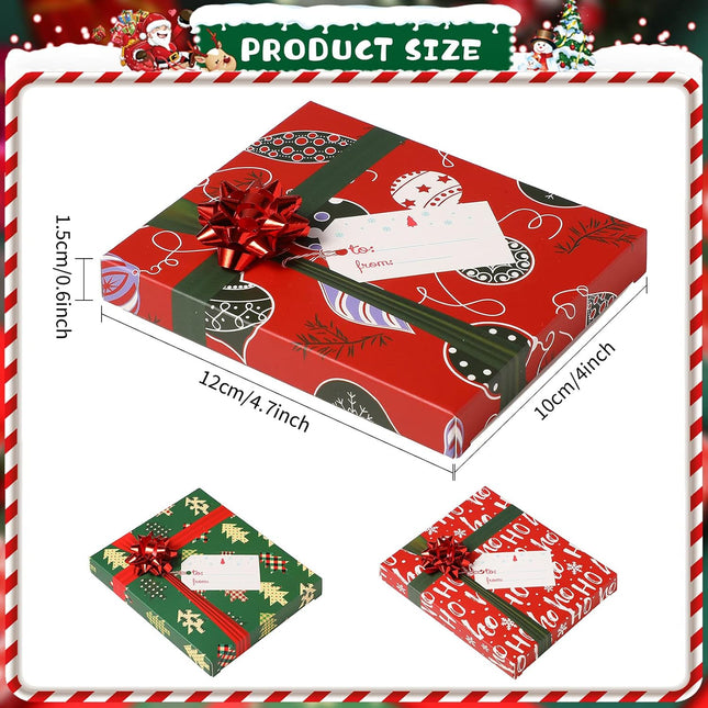 6 Pcs Christmas Gift Card Boxes – Mini Favor Boxes with Bows & Tags