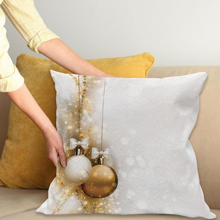 Christmas Throw Pillow Cover 18x18 – Holiday Baubles Decorative Cushion Case