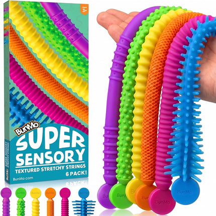 6 Pack Stretchy Strings Fidget Toy Set Sensory Stress Relief Fun Kids Toy