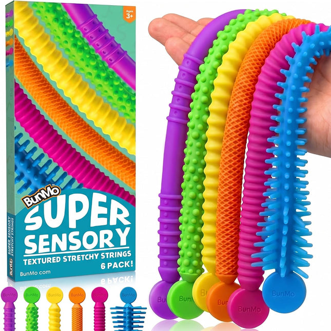 6 Pack Stretchy Strings Fidget Toy Set Sensory Stress Relief Fun Kids Toy