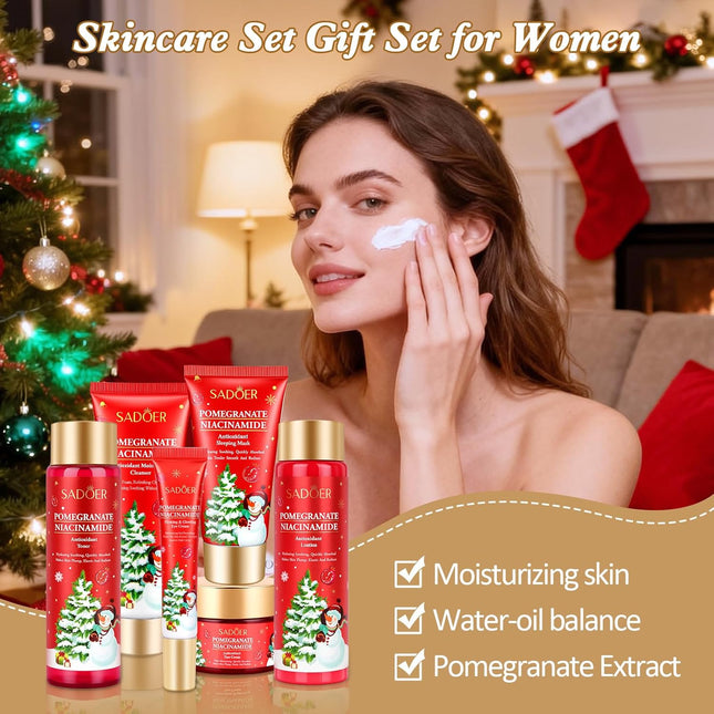 6PCS Christmas Skincare Gift Set – Pomegranate Moisturize & Hydrate