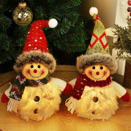 2 Pack Snowman Table Decorations – Lighted 10" Plush Figurines, Battery Operated