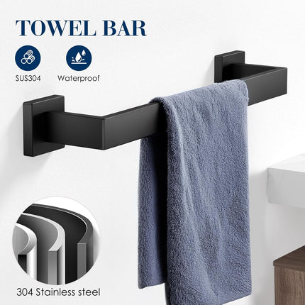 7-Piece Matte Black Bathroom Accessory Set, SUS304 Stainless Steel