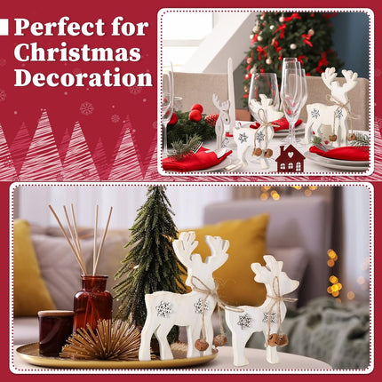 2PCS Wooden Reindeer Christmas Decorations – Tabletop Indoor & Outdoor Decor