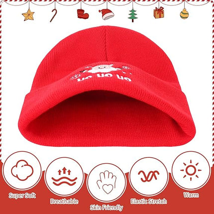 2PCS Winter Knit Beanies – Cuffed Embroidered Hats for Men & Women