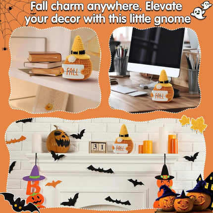 Crochet Pumpkin Gnome Plush – Elegant Fall, Harvest & Thanksgiving Home Desk Decor