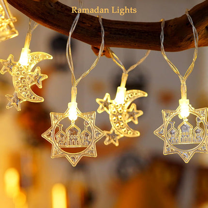 Ramadan String Lights: 9.8ft, 20 LEDs, Moon Star, Remote Control, 8 Modes