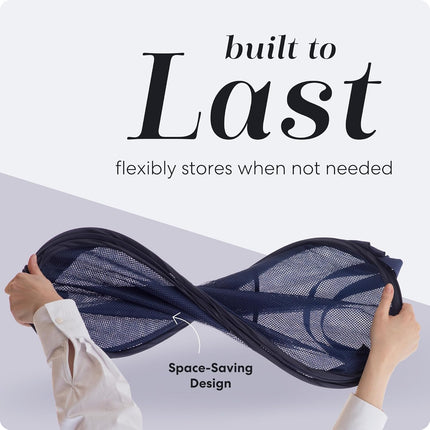 Collapsible Mesh Hamper 14x14x24" – Foldable Laundry Basket, Navy Blue