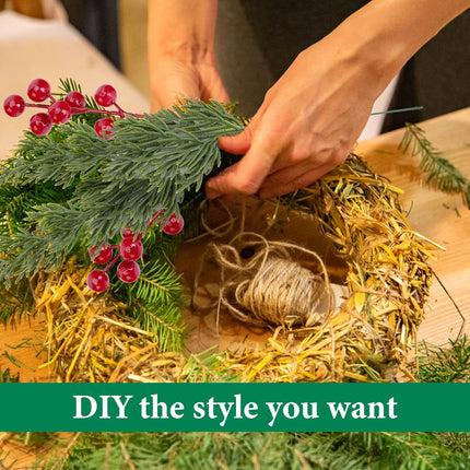 60PCS Christmas Pine Branches – 10.5" Faux Stems with Red Berries for DIY