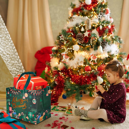 8-Pack Large Christmas Gift Bags Non-Woven Tote Bags Wrapping Party Favors 12.8"x9.8"x6.7"