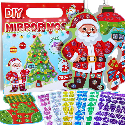 Christmas Art Craft Kit for Kids 10 Sets Mosaic Stickers Travel Toy Gifts